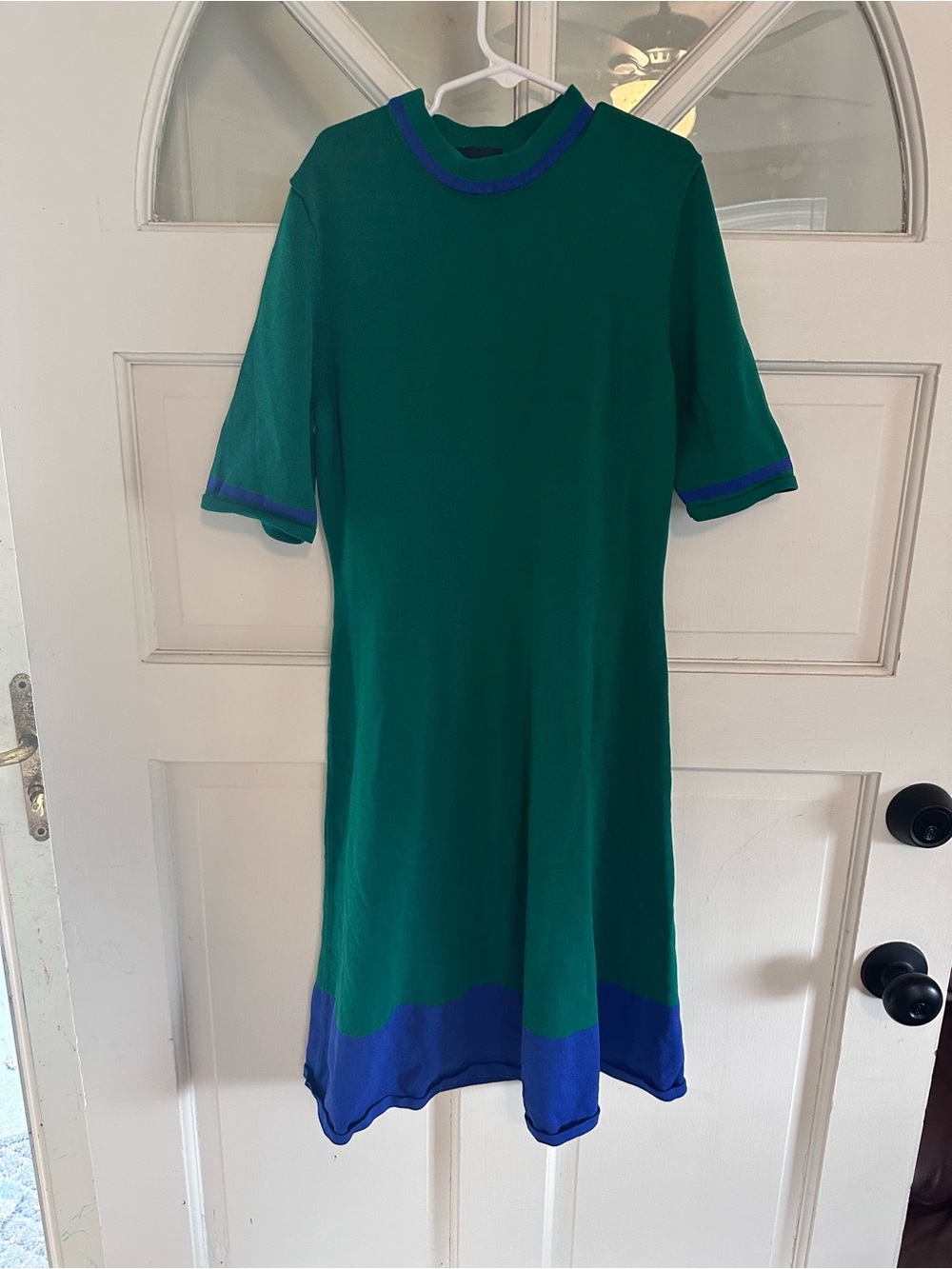 Green Midi Dress with Blue Trim